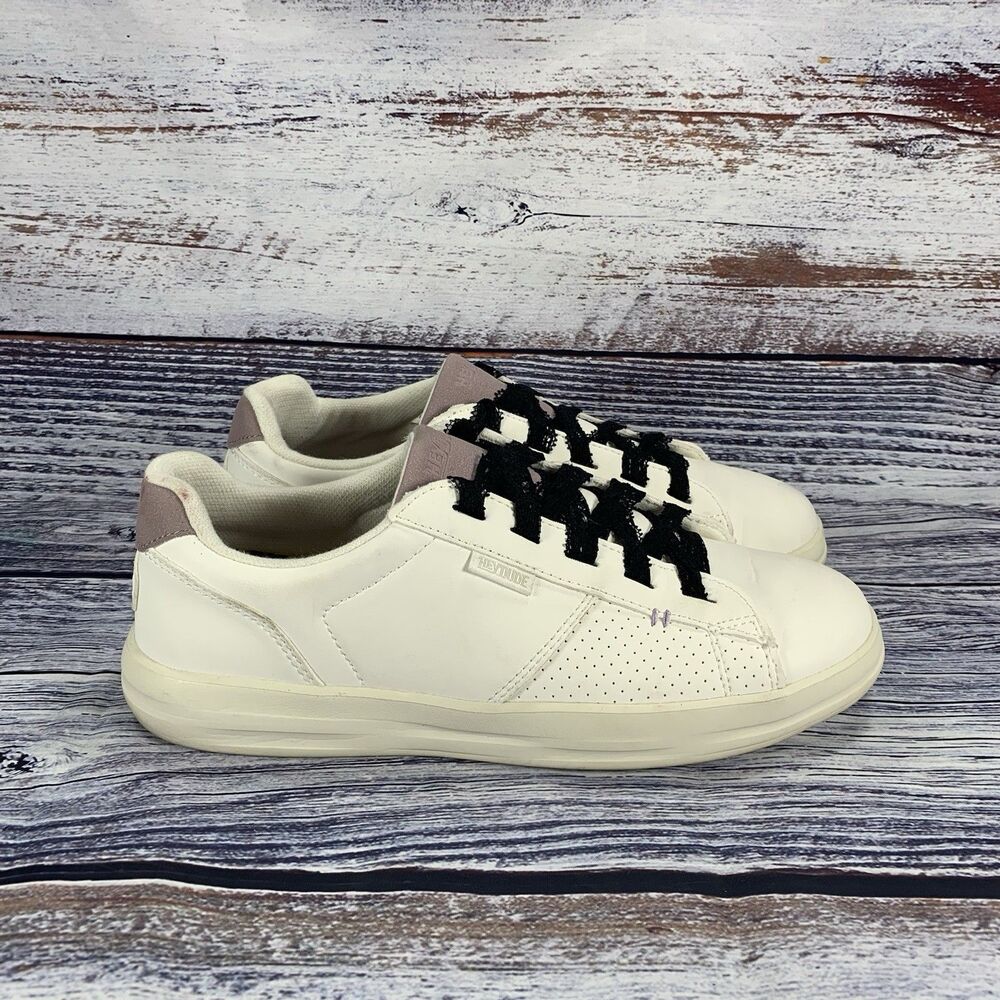 Hey Dude Karina Duo Classic White Sneakers Black Lace Women’s Size 10